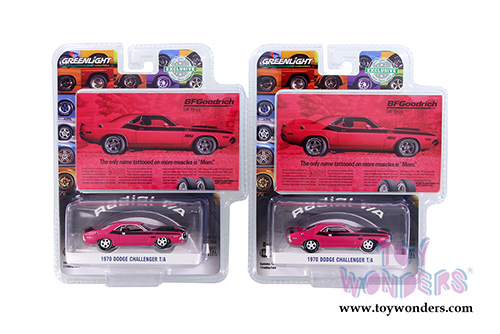 Greenlight - Dodge Challenger T/A BFGoodrich Vintage Ad Car (1970, 1/64 scale diecast model car, Pink) 29943/48