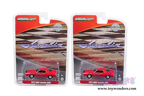 Greenlight - AMC Javelin AMX Red "Utica-Rome Speedway" Vernon, New York Official Pace Car (1972, 1/64 scale diecast model car, Red) 29948/48