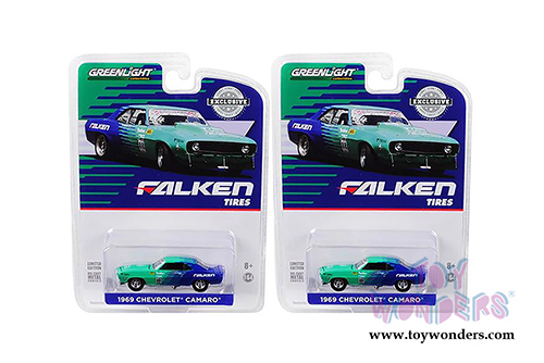 Greenlight - Chevrolet® Camaro®  Falken Tires (2013, 1/64 scale diecast model car, Green/Blue) 29972/48