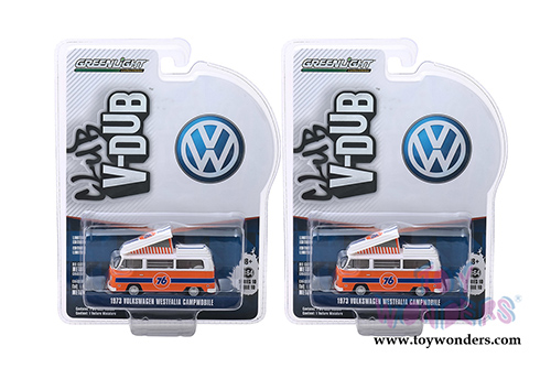  Greenlight - Club Vee-Dub Series 10 | Volkswagen Westfalia Campmobile - Union 76 (1973, 1/64 scale diecast model car, Orange/White) 29980B/48