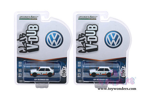  Greenlight - Club Vee-Dub Series 10 | Volkswagen Golf - Gulf Oil (1974, 1/64 scale diecast model car, Light Blue/White) 29980C/48