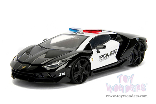 Jada Toys Hyper-Spec - Lamborghini Centenario Police Hardtop (1/24, diecast model car, Black/White) 30011/4