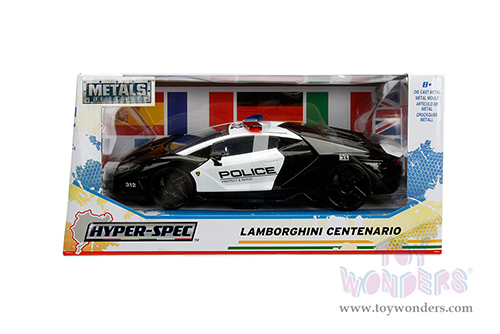 Jada Toys Hyper-Spec - Lamborghini Centenario Police Hardtop (1/24, diecast model car, Black/White) 30011/4
