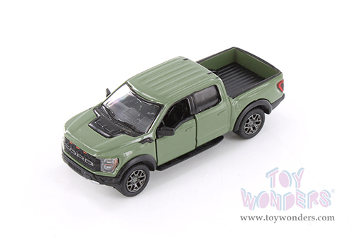 3001D Kinsmart 2022 Ford F-150 Raptor Pickup Truck Green Diecast Model Car