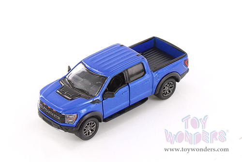 3001D Kinsmart 2022 Ford F-150 Raptor Pickup Truck Blue Diecast Model Car