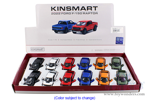 3001D Kinsmart 2022 Ford F-150 Raptor Pickup Truck Diecast Model Car Display Box Package