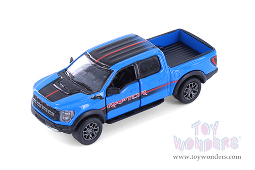 3001DF Kinsmart 2022 Ford F-150 Raptor Pickup Truck Blue Diecast Model Car