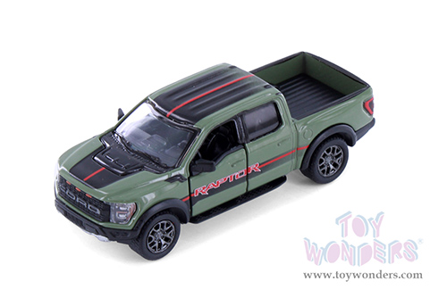 3001DF Kinsmart 2022 Ford F-150 Raptor Pickup Truck Green Diecast Model Car