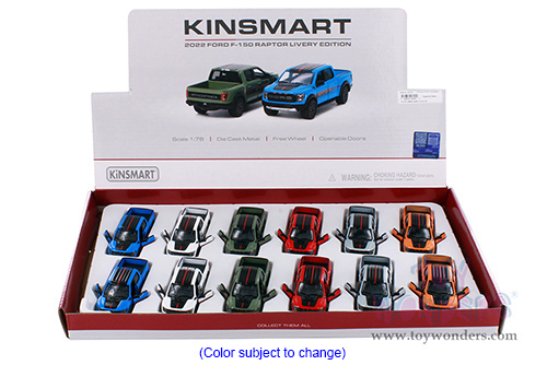 3001DF Kinsmart 2022 Ford F-150 Raptor Pickup Truck Diecast Model Car Display Box Package