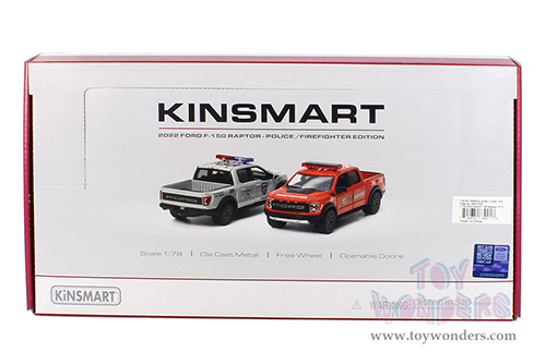 3001DPR Kinsmart 2022 Ford F-150 Raptor Police Firefighter Diecast Model Car