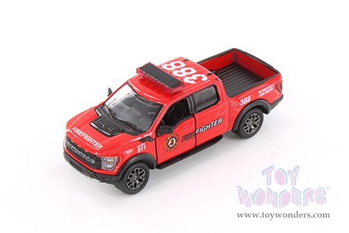 3001DPR Kinsmart 2022 Ford F-150 Raptor Police Firefighter Red Diecast Model Car