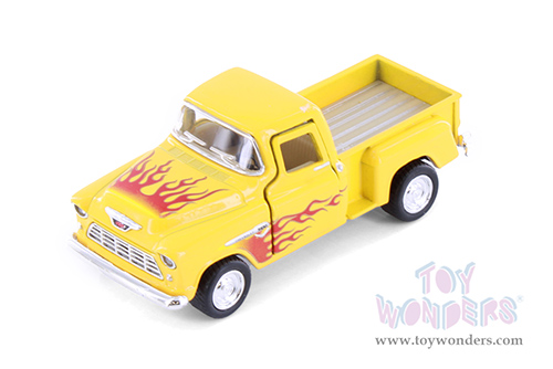 3002DF Kinsmart 1955 Chevy Stepside Pickup Truck Livery Yellow Diecast Model Car 