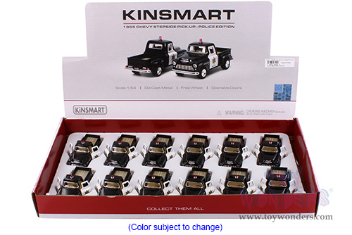 3002DP Kinsmart 1955 Chevy Stepside Pickup Truck Police Diecast Model Car Display Box Package