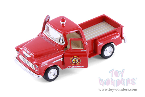 3002DPR Kinsmart 1955 Chevy Stepside Pickup Truck Police Firefighter Red Diecast Model Car