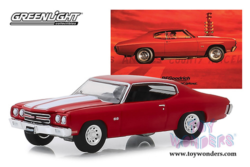 Greenlight - Chevrolet&reg; Chevelle&reg; SS 454 "When You're Ready to Get Serious" BFGoodrich Vintage Ad Car (1970, 1/64 scale diecast model car, Red w/White stripes) 30061/48