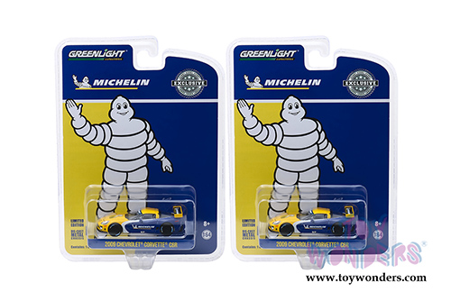 Greenlight - Chevrolet&reg; Corvette&reg; C6R Michelin Tires (2009, 1/64 scale diecast model car, Blue/Yellow) 30074/48