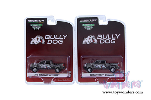 Greenlight - Chevrolet&reg; Silverado Bully Dog Pickup Truck (2018, 1/64 scale diecast model car, Dark Gray) 30084/48