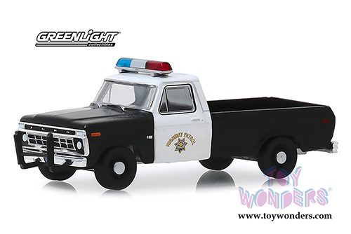 Greenlight - Ford F-100 Pickup Truck California Highway Patrol (1975, 1/64 scale diecast model car, Black/White) 30085/48