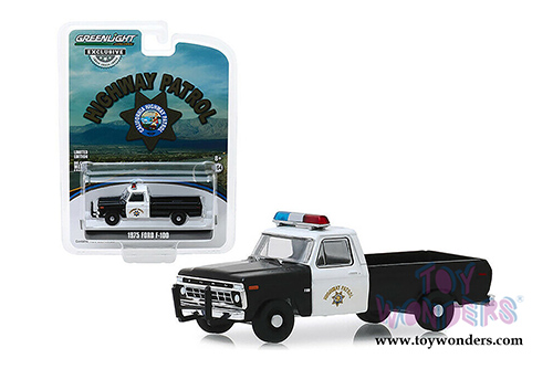 Greenlight - Ford F-100 Pickup Truck California Highway Patrol (1975, 1/64 scale diecast model car, Black/White) 30085/48