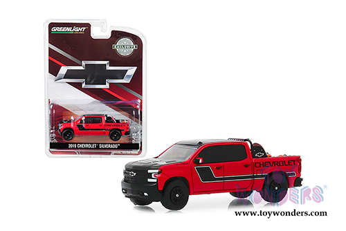 Greenlight - Chevrolet&reg; Silverado Pickup Truck with Safety Equipment (2019, 1/64 scale diecast model car, Red/Black) 30087/48