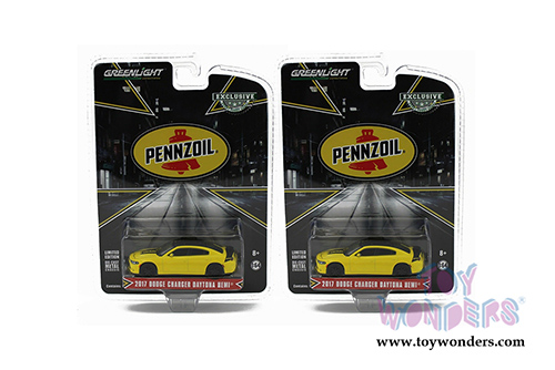 Greenlight - Dodge Charger Daytona HEMI - Pennzoil Advertisement Car (2017, 1/64 scale diecast model car, Yellow) 30112/48
