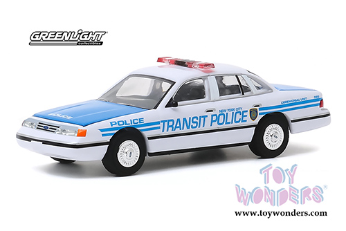 Greenlight - Ford Crown Victoria Police Interceptor - New York City Transit Police Ceremonial Unit (1994, 1/64 scale diecast model car, White/Blue) 30160/48