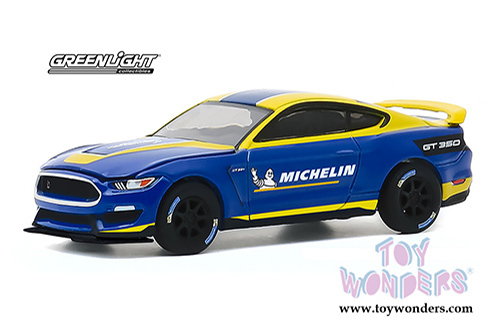 Greenlight - Ford Shelby GT350R Michelin Tires (2019, 1/64 scale diecast model car, Blue/Yellow) 30186/48