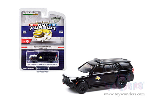 Greenlight Hot Pursuit - Chevrolet&reg; Tahoe Police Pursuit Vehicle - Texas Highway Patrol (2021, 1/64 scale diecast model car, Black) 30235/48