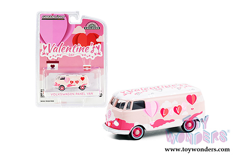  Greenlight - Volkswagen Type 2 Panel Van "Valentine's Day 2021" (1/64 scale diecast model car, Pink) 30251/48