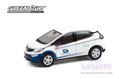Greenlight - Chevrolet&reg; Bolt - United States Postal Service (USPS&reg;) "Powered by Electricity" (2017, 1/64 scale diecast model car, Blue/White) 30263/48