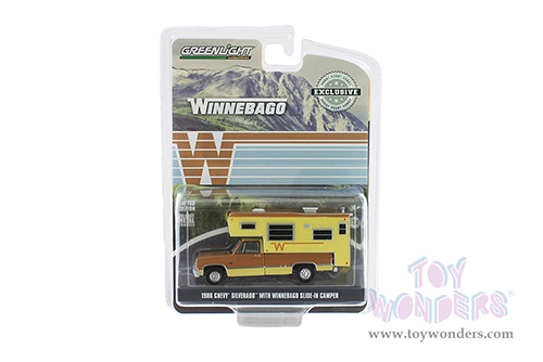 Greenlight - Chevrolet&reg; C20 Silverado Camper Special with Winnebago Slide-In Camper (1986, 1/64 scale diecast model car, Copper Canyon & Doeskin Tan) 30288/48
