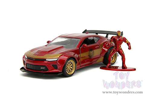 Jada Toys - Hollywood Rides | Marvel Avengers Chevrolet® Camaro® with Iron Man Diecast Figure (2016, 1/32 scale diecast model car, Red/Gold) 30309