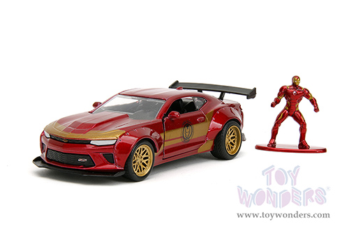 Jada Toys - Hollywood Rides | Marvel Avengers Chevrolet® Camaro® with Iron Man Diecast Figure (2016, 1/32 scale diecast model car, Red/Gold) 30309