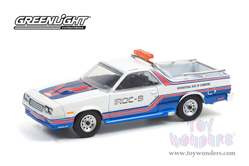 Greenlight - Chevrolet&reg; El Camino SS International Race of Champions (IROC) Official Pace Car IROC-S #001 (1985, 1/64 scale diecast model car, White/Blue/Orange) 30312/48