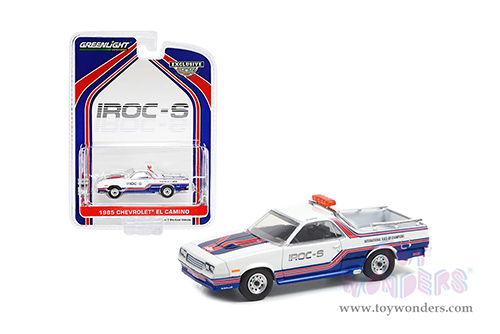 Greenlight - Chevrolet&reg; El Camino SS International Race of Champions (IROC) Official Pace Car IROC-S #001 (1985, 1/64 scale diecast model car, White/Blue/Orange) 30312/48
