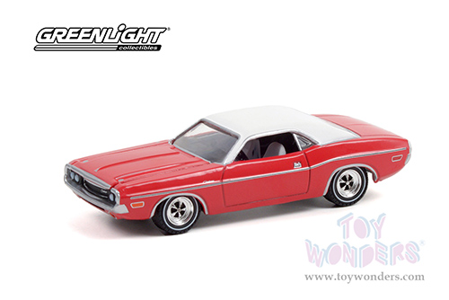 Greenlight - Dodge Challenger - The Challenger Deputy (1970, 1/64 scale diecast model car, Bright Red/White) 30313/48