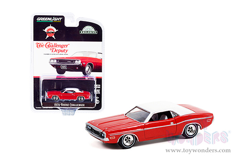 Greenlight - Dodge Challenger - The Challenger Deputy (1970, 1/64 scale diecast model car, Bright Red/White) 30313/48