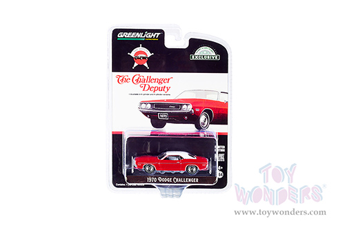 Greenlight - Dodge Challenger - The Challenger Deputy (1970, 1/64 scale diecast model car, Bright Red/White) 30313/48