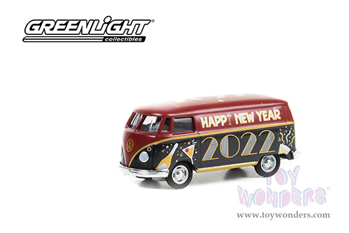 Greenlight - Volkswagen Panel Van - Happy New Year 2022 (1/64 scale diecast model car, Dark Red/Black) 30319/48