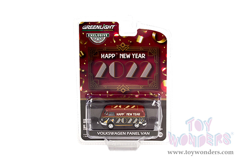 Greenlight - Volkswagen Panel Van - Happy New Year 2022 (1/64 scale diecast model car, Dark Red/Black) 30319/48