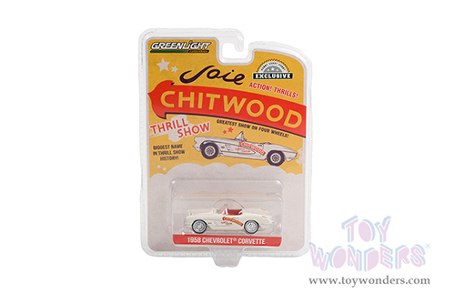 Greenlight - Chevrolet® Corvette - Joie Chitwood Thrill Show (1958, 1/64 scale diecast model car, Cream) 30330/48