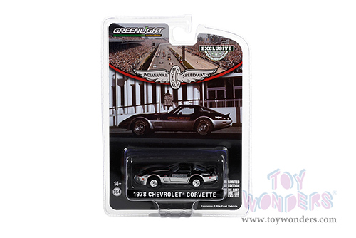Greenlight - Chevrolet&reg; Corvette - 62nd Annual Indianapolis 500 Mile Race Official Pace Car (1978, 1/64 scale diecast model car, Black/Light Gray) 30347/48