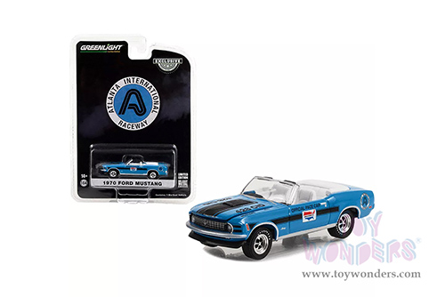Greenlight - Ford Mustang Mach 1 428 Cobra Jet Convertible - Atlanta International Raceway Official Pace Car (1970, 1/64 scale diecast model car, Blue with Black stripes) 30363/48