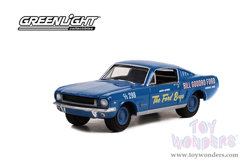 Greenlight - Ford Mustang Fastback - "The Ford Boys" Bill Goodro Ford, Denver, Colorado (1965, 1/64 scale diecast model car, Blue) 30366/48