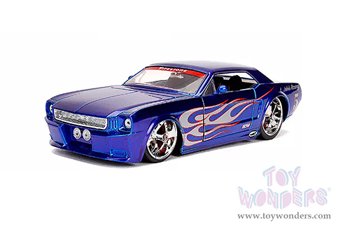 Jada Toys Bigtime Muscle - Ford Mustang #5 "L. John's Racing" (1965, 1/24 scale diecast model car, Candy Blue/w Flames) 30527
