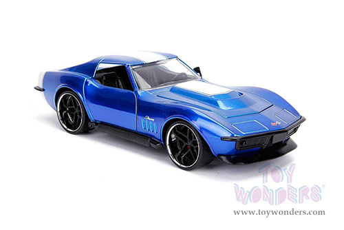 Jada Toys - Metals Die Cast | Bigtime Muscle Chevrolet&reg; Corvette&reg; Stingray&trade; ZL-1 Hardtop (1969, 1/24 scale diecast model car, Blue/White stripe) 30532