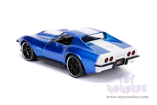 Jada Toys - Metals Die Cast | Bigtime Muscle Chevrolet&reg; Corvette&reg; Stingray&trade; ZL-1 Hardtop (1969, 1/24 scale diecast model car, Blue/White stripe) 30532
