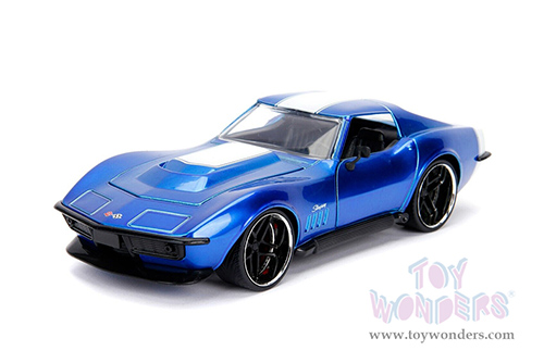 Jada Toys - Metals Die Cast | Bigtime Muscle Chevrolet&reg; Corvette&reg; Stingray&trade; ZL-1 Hardtop (1969, 1/24 scale diecast model car, Blue/White stripe) 30532