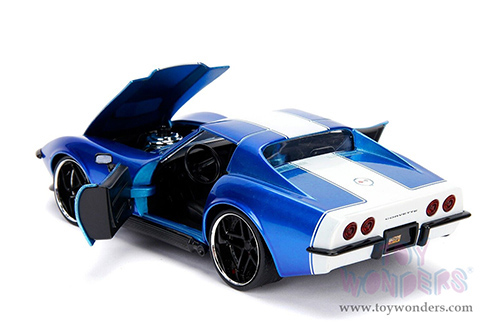 Jada Toys - Metals Die Cast | Bigtime Muscle Chevrolet&reg; Corvette&reg; Stingray&trade; ZL-1 Hardtop (1969, 1/24 scale diecast model car, Blue/White stripe) 30532