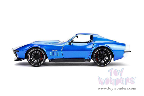 Jada Toys - Metals Die Cast | Bigtime Muscle Chevrolet&reg; Corvette&reg; Stingray&trade; ZL-1 Hardtop (1969, 1/24 scale diecast model car, Blue/White stripe) 30532